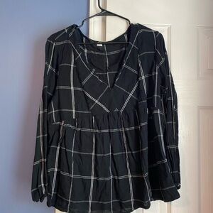 Old Navy Black Checkered Blouse